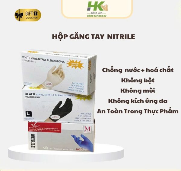 GĂNG TAY CAO SU NITRILE HỘP